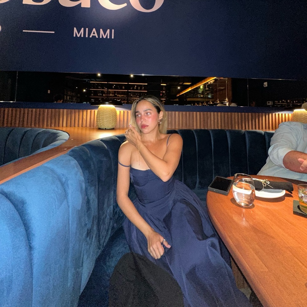 House of CB Samaria French navy corset dress